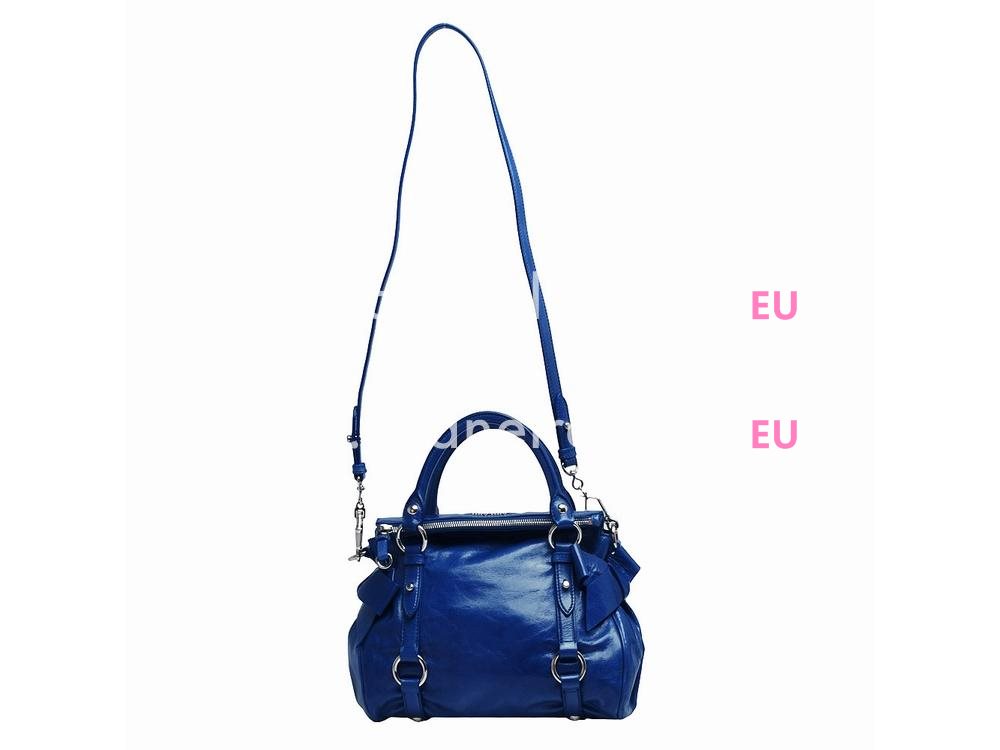 Miu Miu Vitello Lux Calfskin Bow Bag Sapphire Blue MU5635