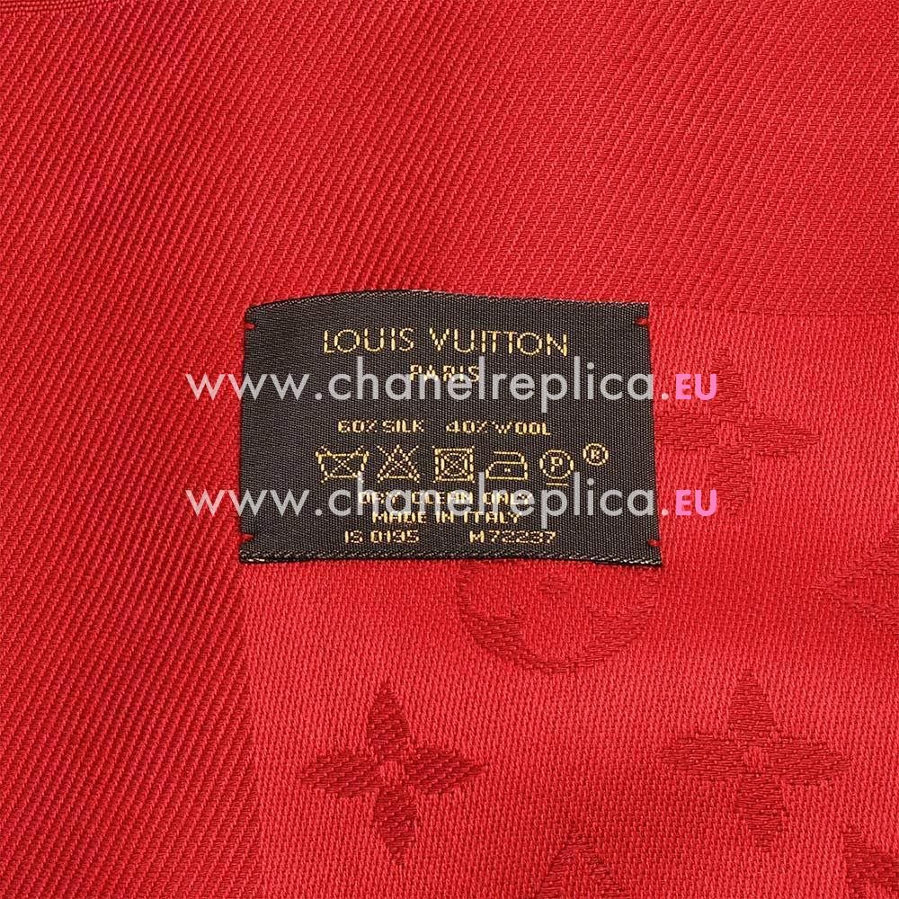 Louis Vuitton Mongram Silk Wool Shawl Red M72237