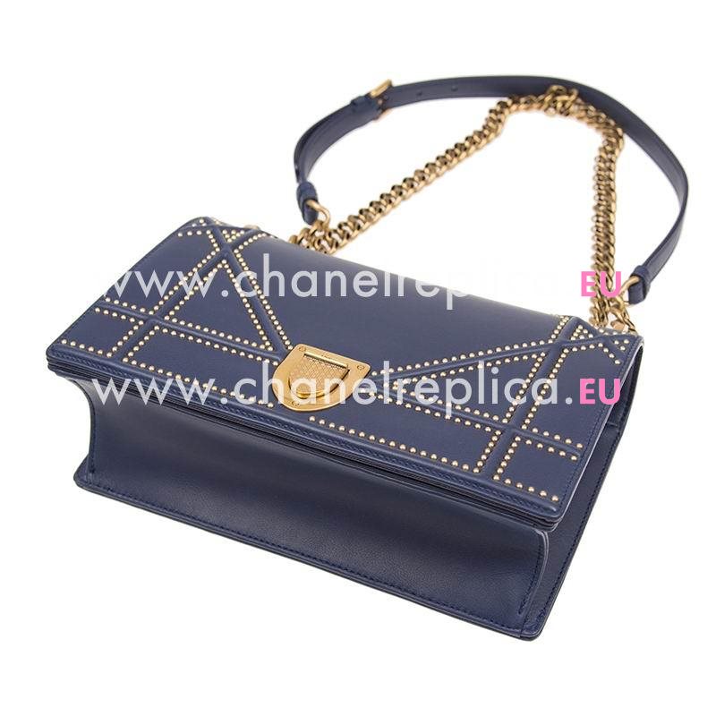 Dior Diorama Bag In Blue Goatskin Brass Gold Hardware M0422CWSR85B