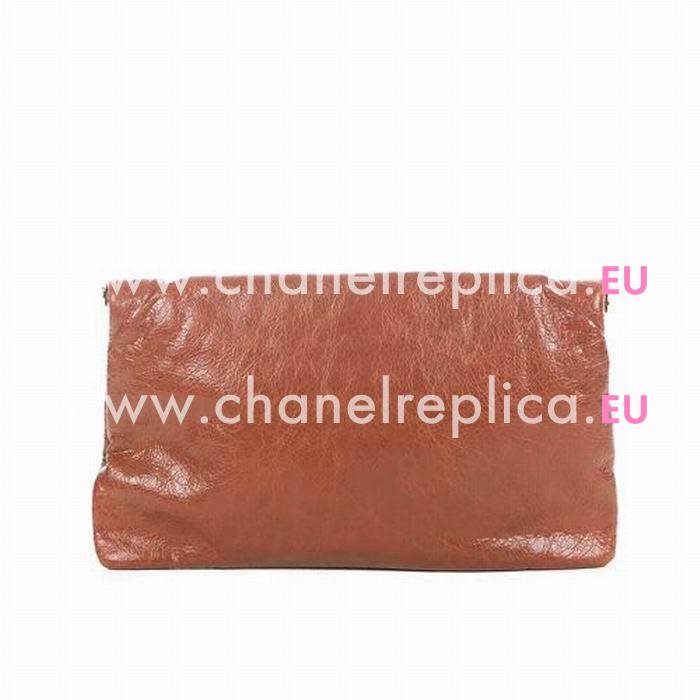 Balenciaga Envelope Gold Button Sheepskin Bag Brown B7051007