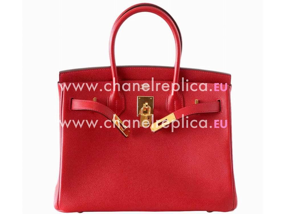 Hermes Birkin 30 Rouge Casaque Epsom Leather Gold Hardware Hand Sew H1030YZH