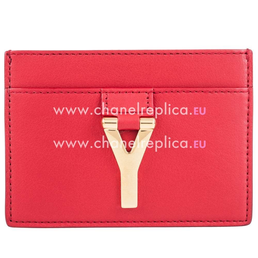 YSL Saint Laurent Paris Caviar Calfskin Y Cardcase In Red YSL5145579