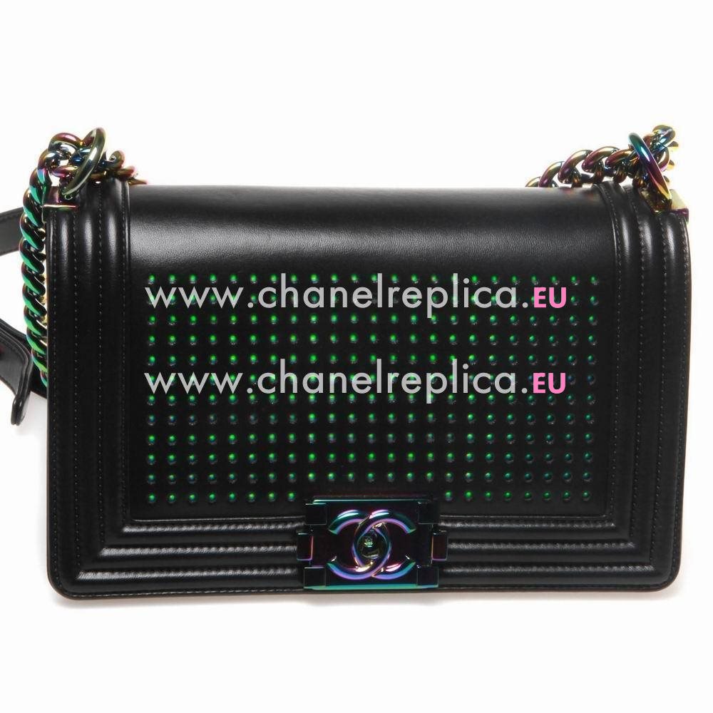 CHANEL Classic Boy Calfskin LED Shoulder Bag Black C7090804
