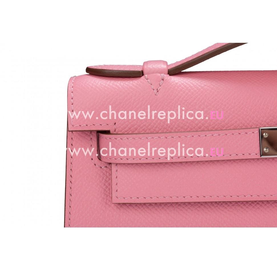 Hermes Kelly Mini Rose Confetti(Best Pink) Epsom Pochette Palladium Hardware HK1022CBE
