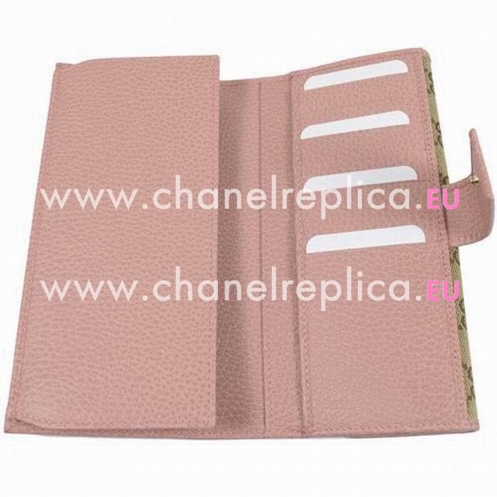 Gucci Classic GG Logo Canvas Calfskin Wallet Bag In Camel/Pink G6111516