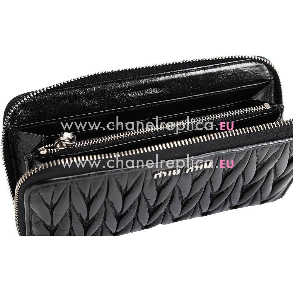 Miu Miu Matelassé Nappa Wallet In Black MM5111329