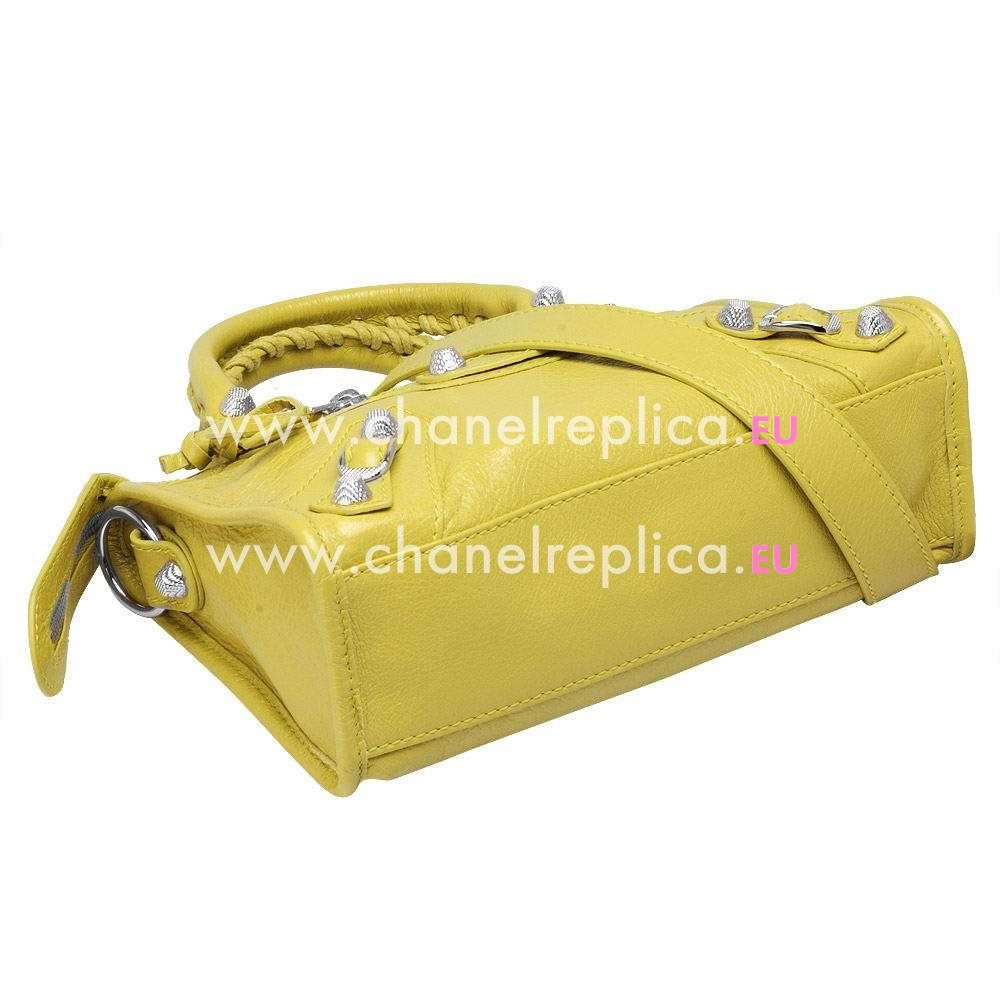 Balenciage City Lambskin Silvery hardware Classic Mini Bag Lemon Yellow B2055052