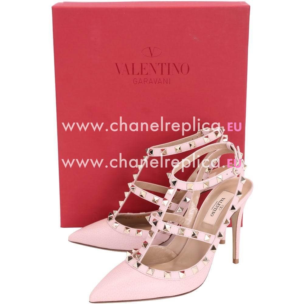 Valentino Rockstud Strap Pink Cowhide Leather Heel V8643839