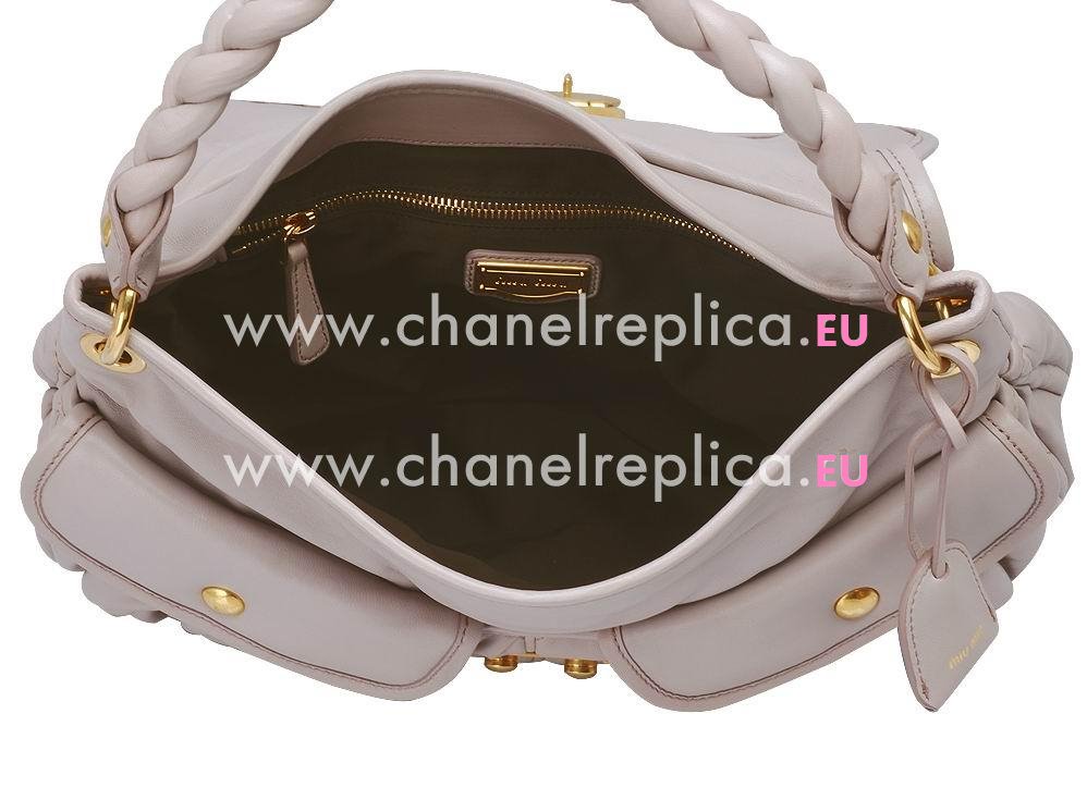 Miu Miu Matelasse Lux Nappa Leather Hobo Bag In Nude RR1300