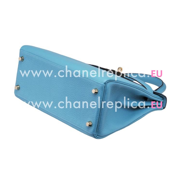 Hermes Kelly 28cm Bleu Clemence Leather Gold Hardware Handbag HK1028TCZ