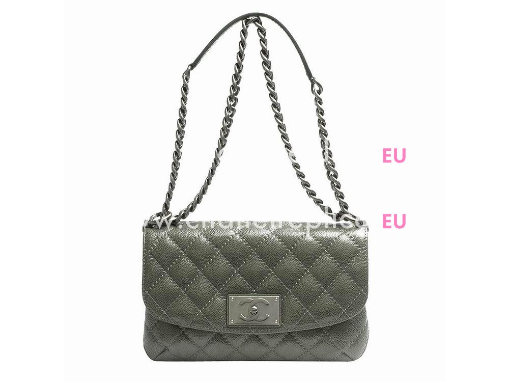 Chanel Caviar Leather Anti-silver Chain Shoulder Bag Gray A58072