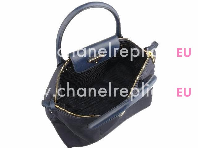 Prada Teaauto Saffiano Classic Triangle Logo Nylon Handle/Shoulder Bag Deep Blue P371033