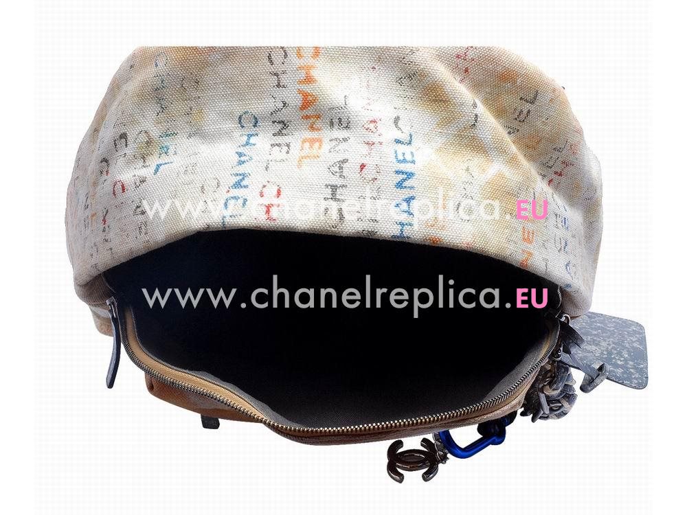 Chanel Graffiti Printed Canvas Backpack Beige G646012