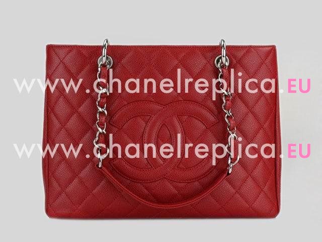 Chanel Classic Caviar Leather Grand Shopper Tote Bag Red A20995-81665