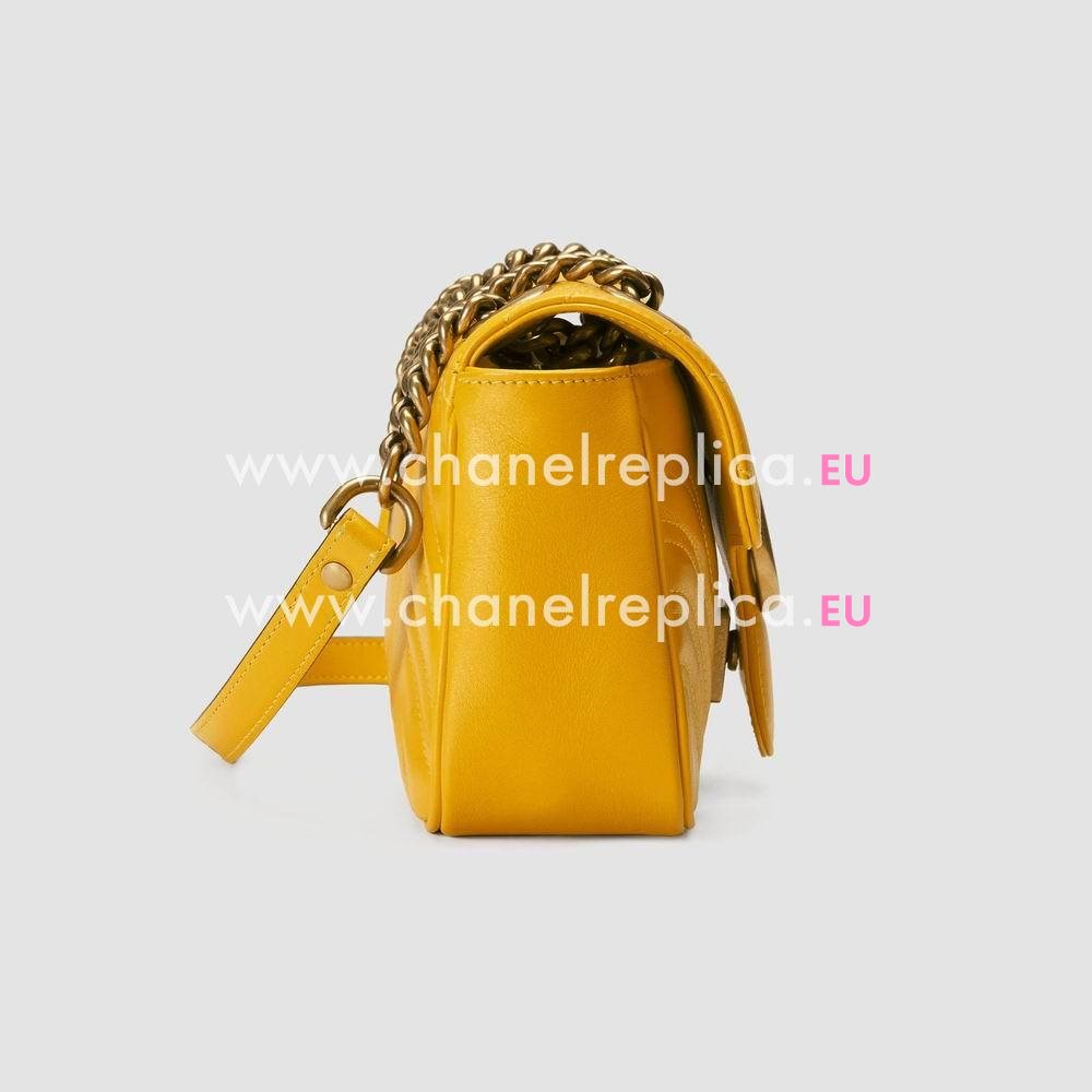 Gucci Marmont Matelasse Chevron Leather Shoulder Mini Bag Yellow 446744 DRW3T 7223