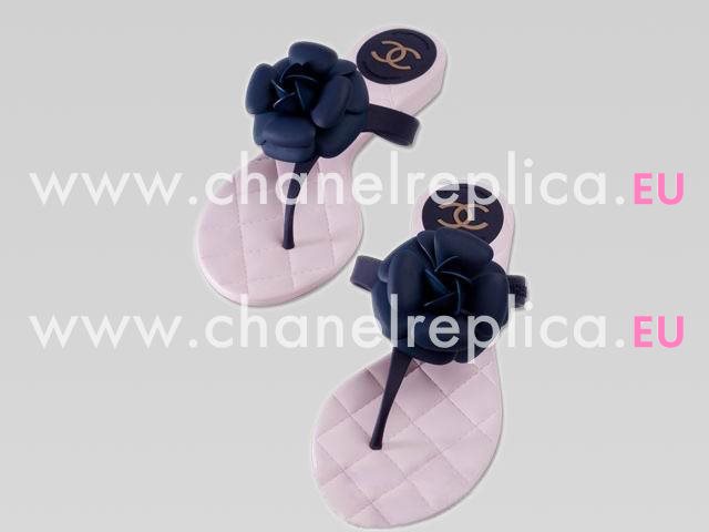 Chanel Camellia Flip-Flops Sandal In Blue&Pink 266407