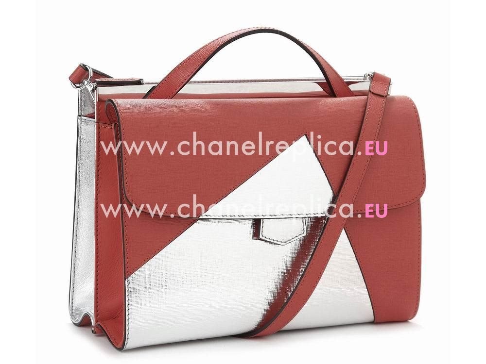 Fendi Demi Jours Patchwork ShouldBag Silver-Red 8BT246