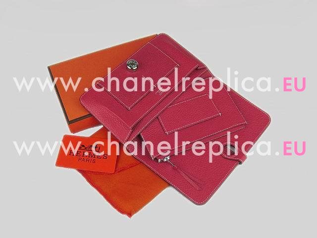 Hermes Dogon Clemence Leather Wallet Purse In Red HL001C