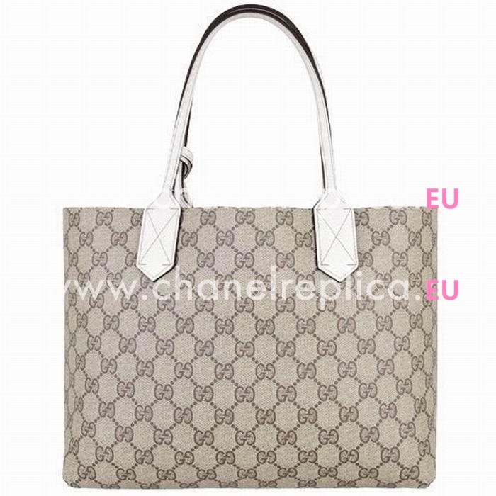 Gucci Calfskin Two Sided Tote Bag In Khaki White G372613