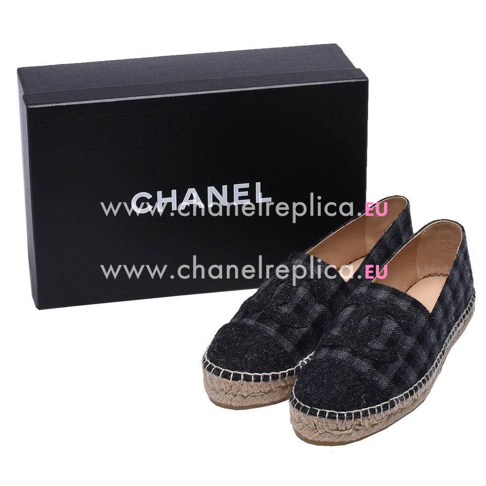 Chanel Classic Espadrilles CC Logo Shoes Gray C7030111