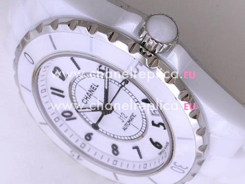 Chanel J12 White Ceramic Mid Size Automatic Unisex Watch H0970