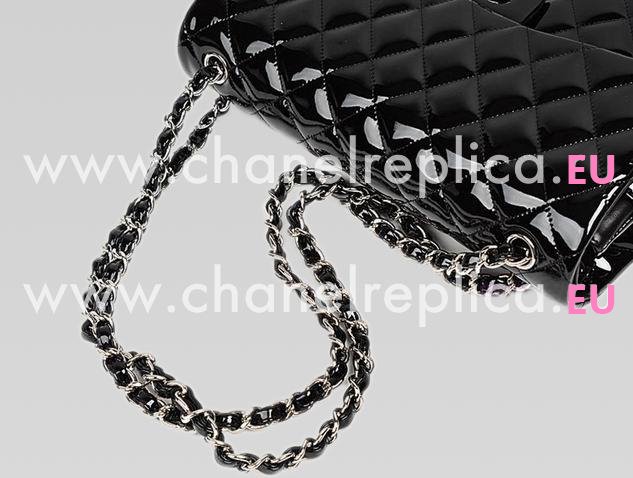 Chanel Patent Jumbo Flap Bag Black(Silver hardware) A28600PB