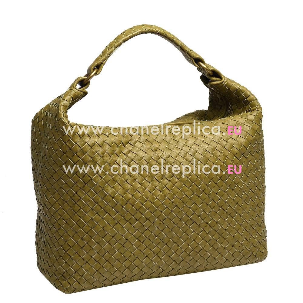 Bottega Veneta Sloance Classic Nappa Leather Zipper Woven Bag Matcha Green BV7022802