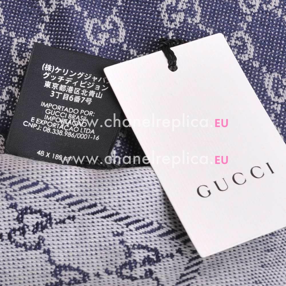 Gucci Sc Sten Classic GG Logo Wool Scarf Blue G7022201