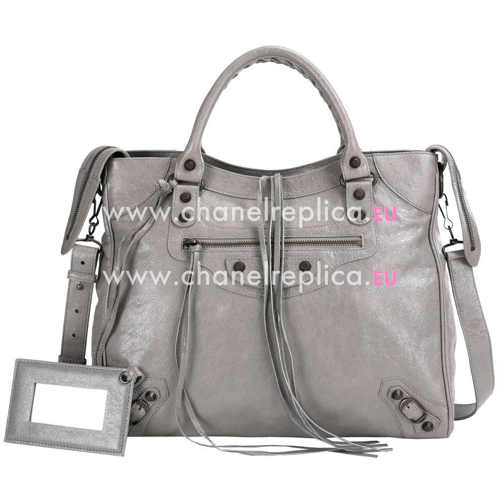 Balenciage Velo Lambskin Aged Brass hardware Bag Gray B5258943