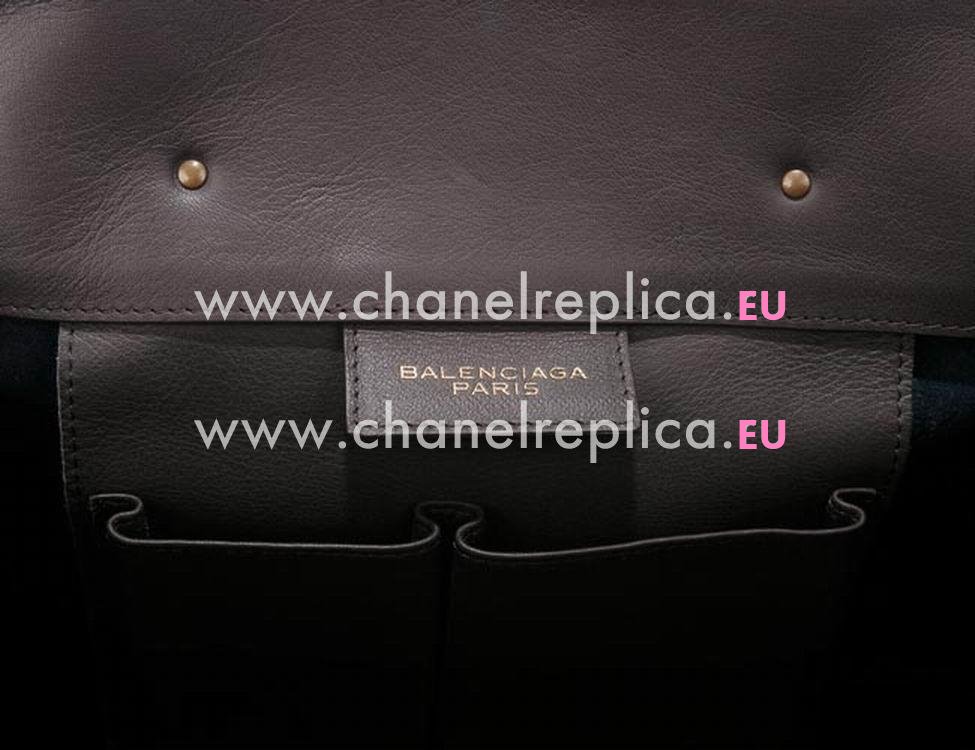 Balenciage Papier Bolster Calfskin Silvery hardware Bag Brown B14050799