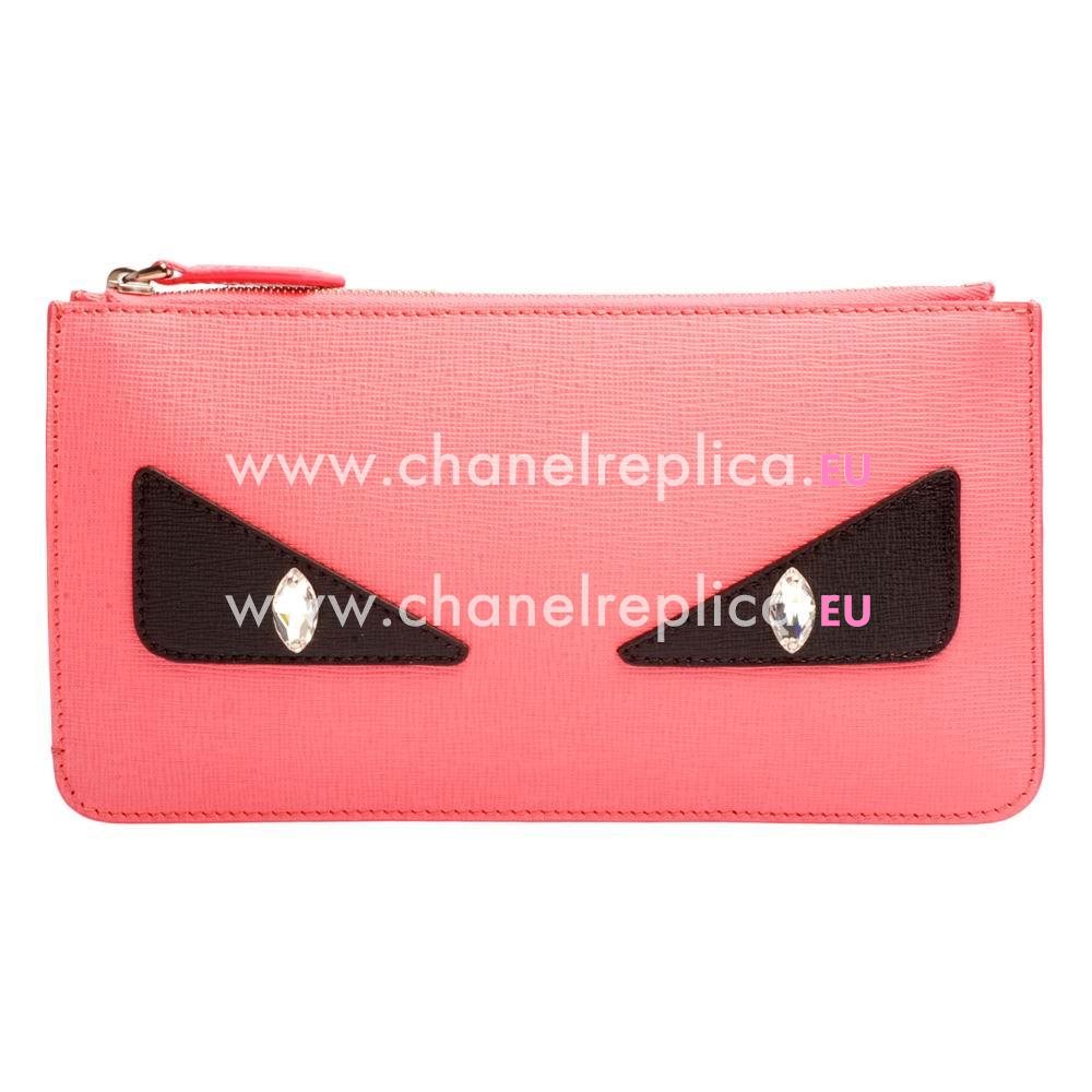 FENDI Monster Crayons Eye Cowhide Leather Wallets Candy Pink F1548722