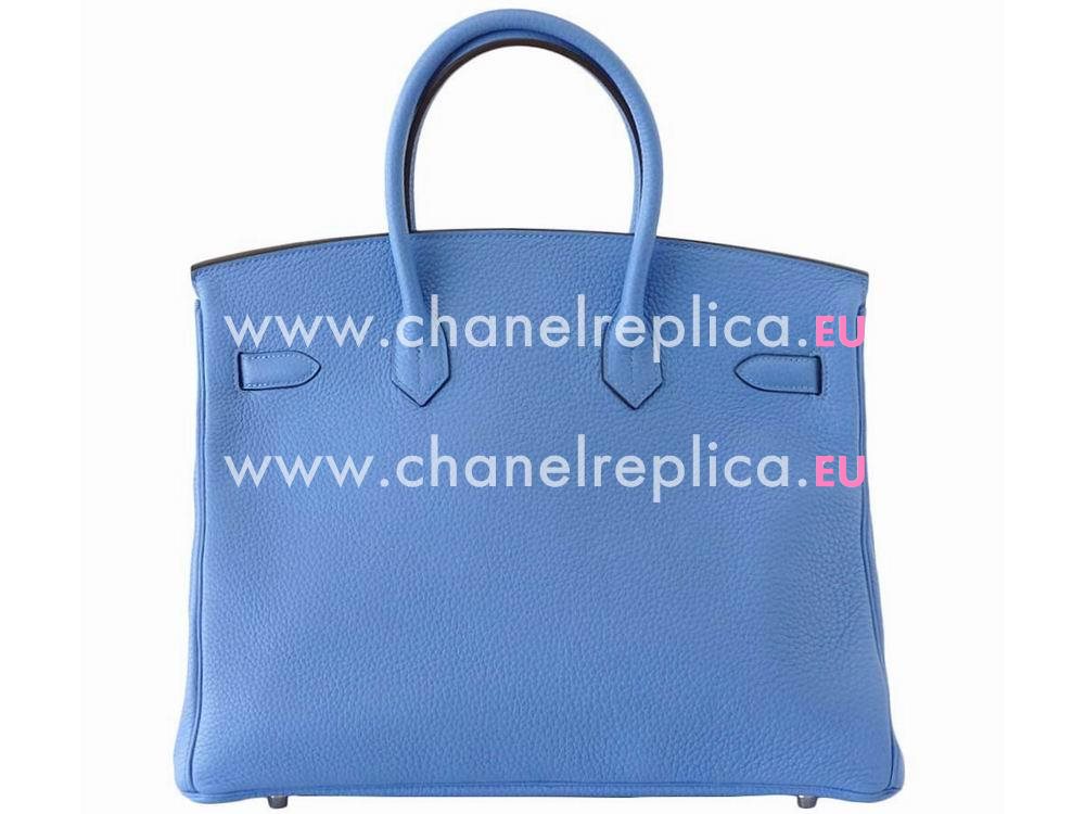 Hermes Birkin 35 Bleu Paradis Clemence Leather Palladium Hand Sew H1035LBS