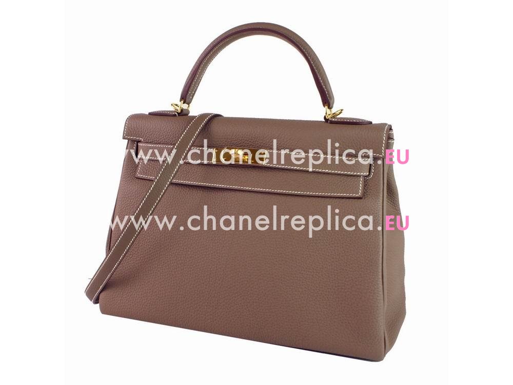 Hermes Cocoa Kelly Sellier 32cm of Togo Leather With Gold Hardware Hand Sew HK1032TGT