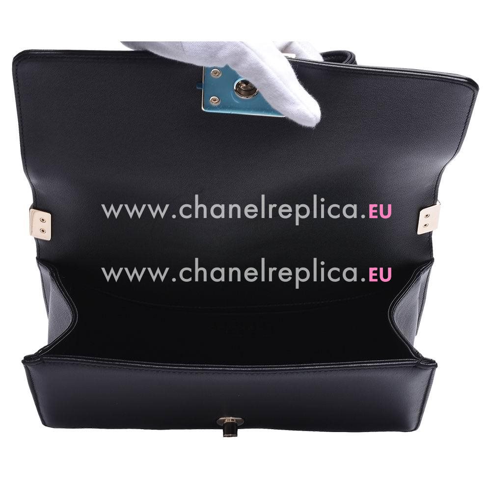 Chanel Lambskin Medium Size Boy Bag Shiny Gold Hardware Black A645513