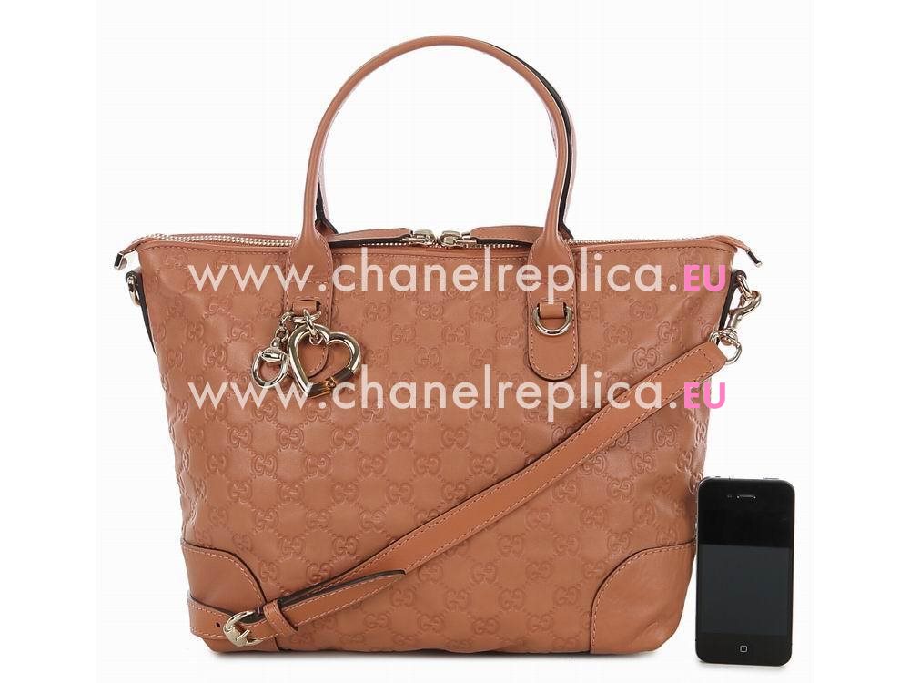 Gucci Heart Bit GG Calfskin Tote Bag In Pink Orange G2699579