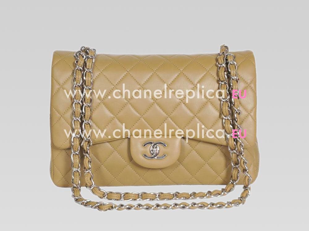 Chanel Lambskin Jumbo Double Flap Bag Khaki(Silver) A58600KAS