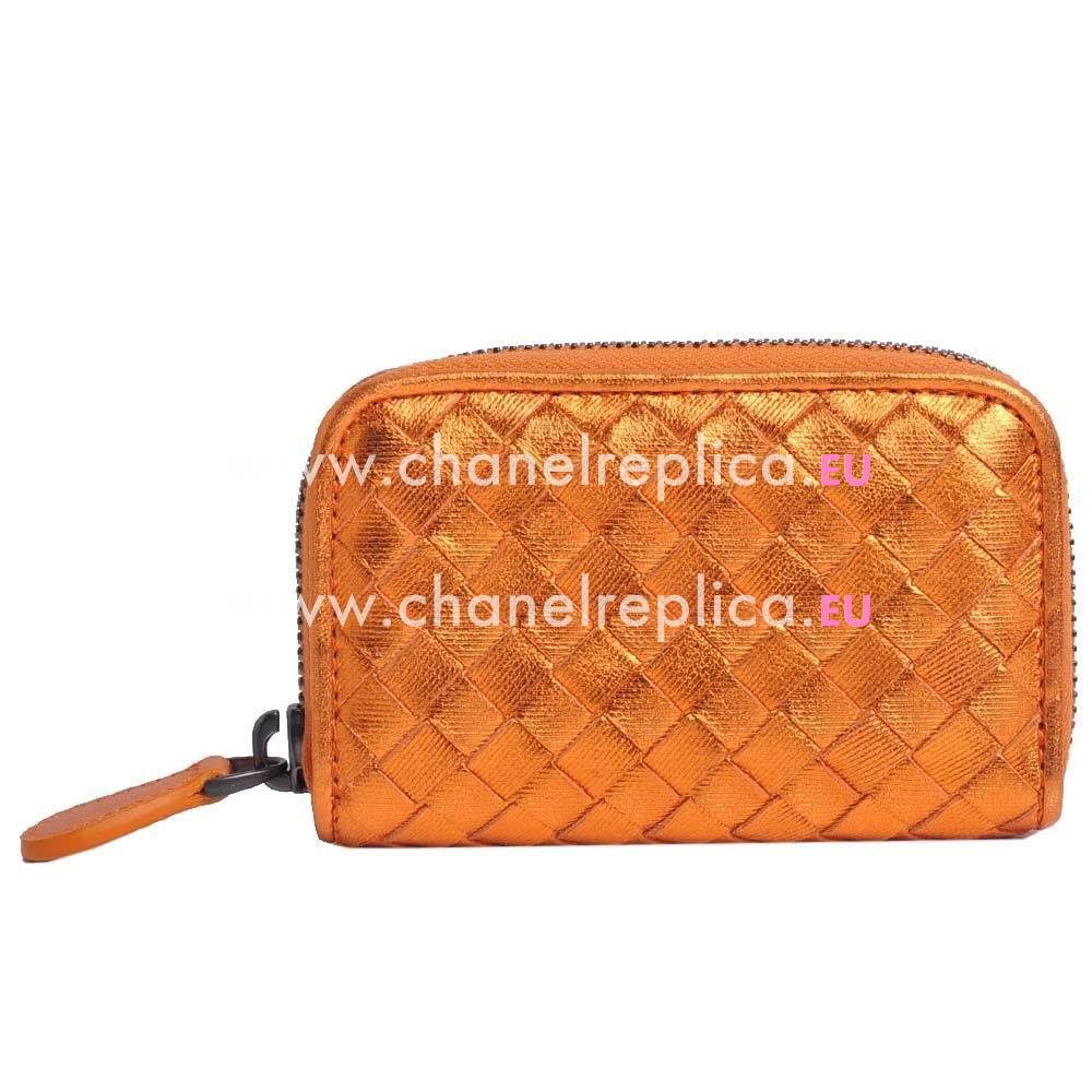 Bottega Veneta Classic Weave Nappa Wallet In Orange Gold BV6112904