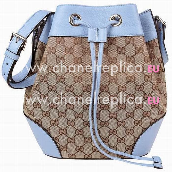 Gucci Plus GG Calfskin Weaving Shoulder Bag In Khaki Blue G559455