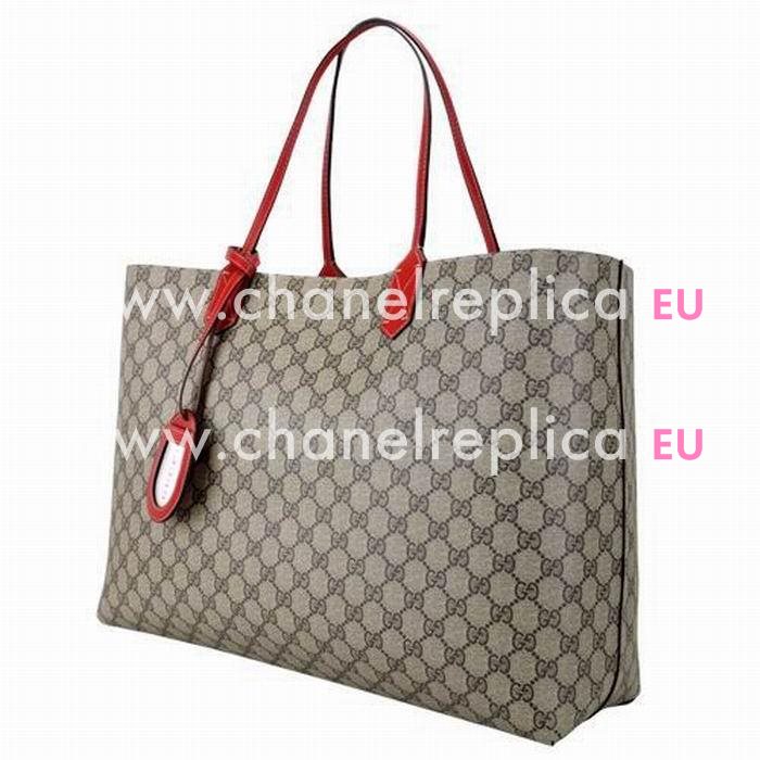 Gucci Calfskin Two Sided Tote Bag In Khaki Red G5594613
