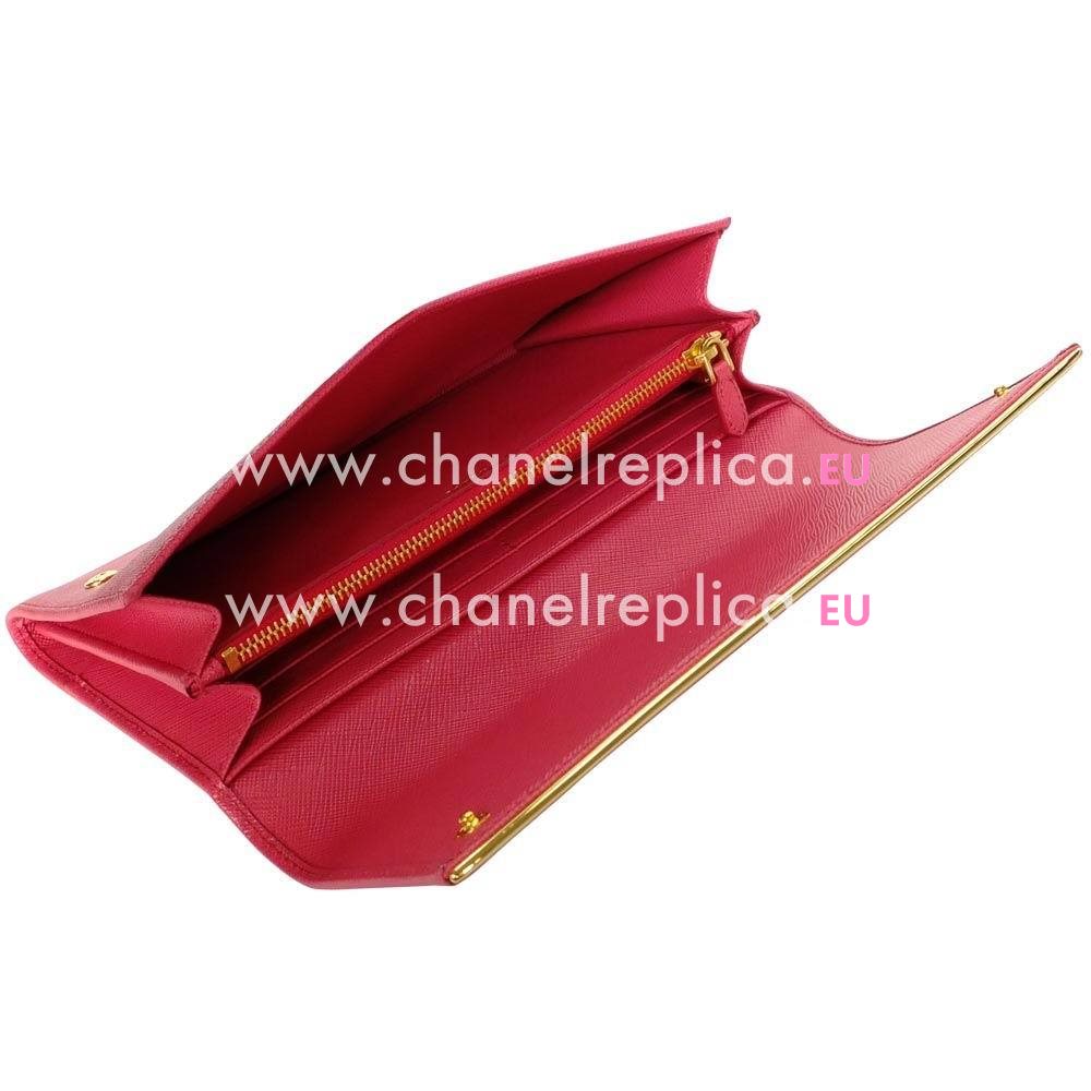 Prada Saffiano Patina Gold Embossment Logo Cowhide Zipper Handle Bag In Rose Pink PR61017022