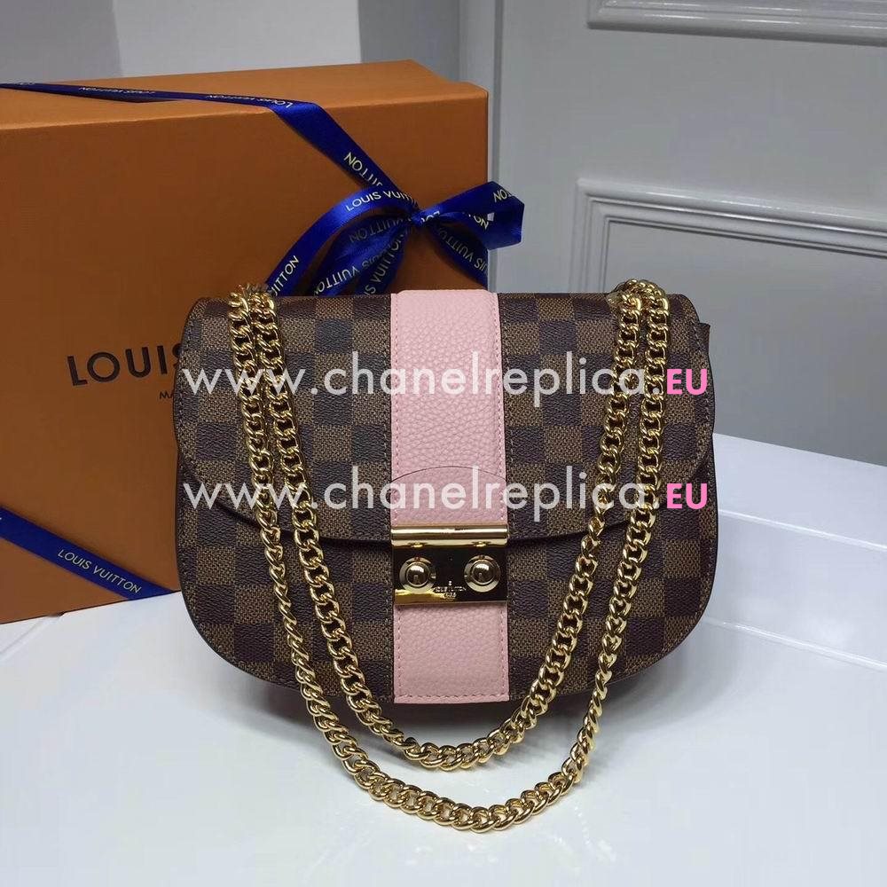 Louis Vuitton Wight Coated Damier Ebene Canvas Gold Chain Bag N64418