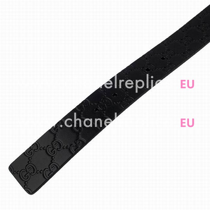 Gucci Rhombus Double GG Buckle Black Embossed Cowhide Belt G5940724