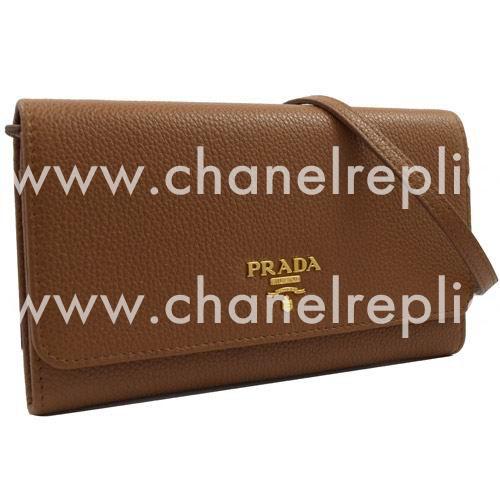 Prada Saffiano Metal Embossment Logo Cowhide Should/Handle bag In Coffee PR161016010