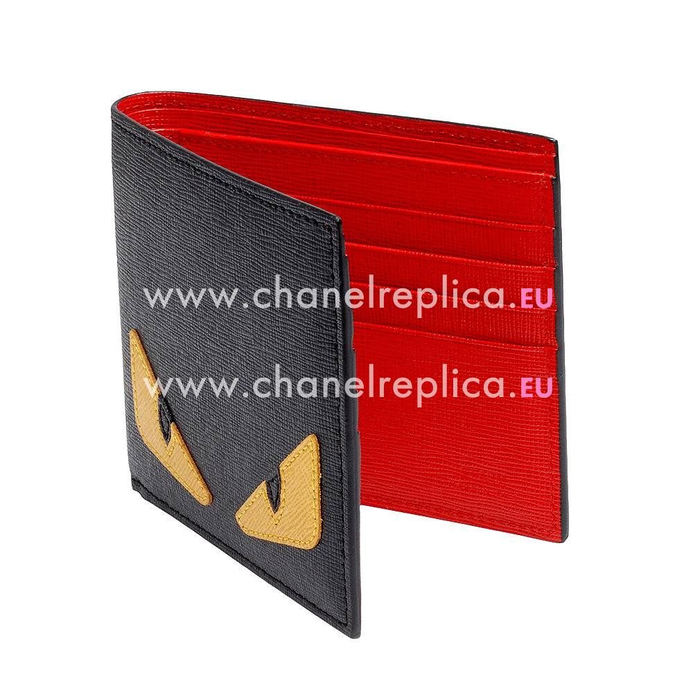 FENDI Classic BAG BUGS Monster Calfskin Zipper Wallets Black/Red F7041307