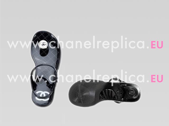 CHANEL 2010 DOUBLE C PEARL SANDAL IN BLACK 26714