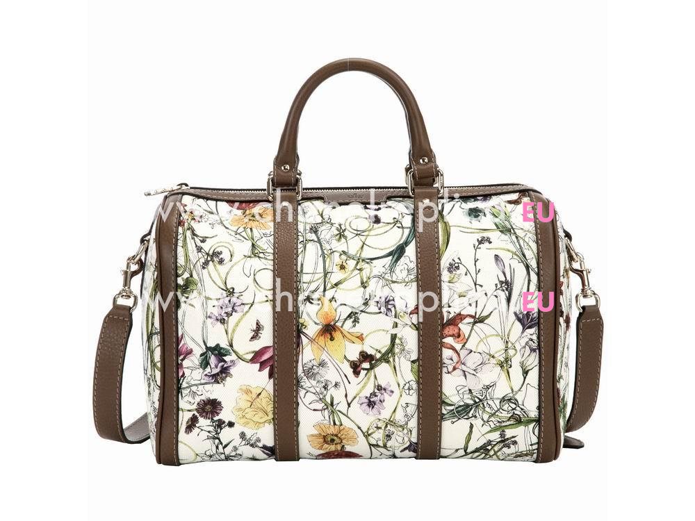 Gucci Blooms Calfskin Boston Bag In Brown G403374