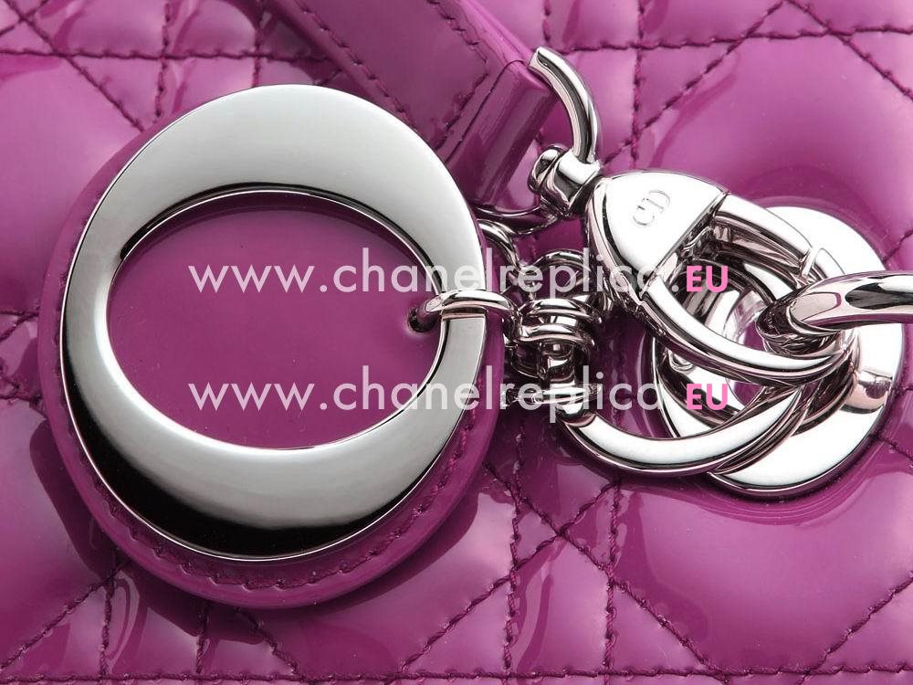 Dior Lady Dior Patent Leather Bag In Purple D2991