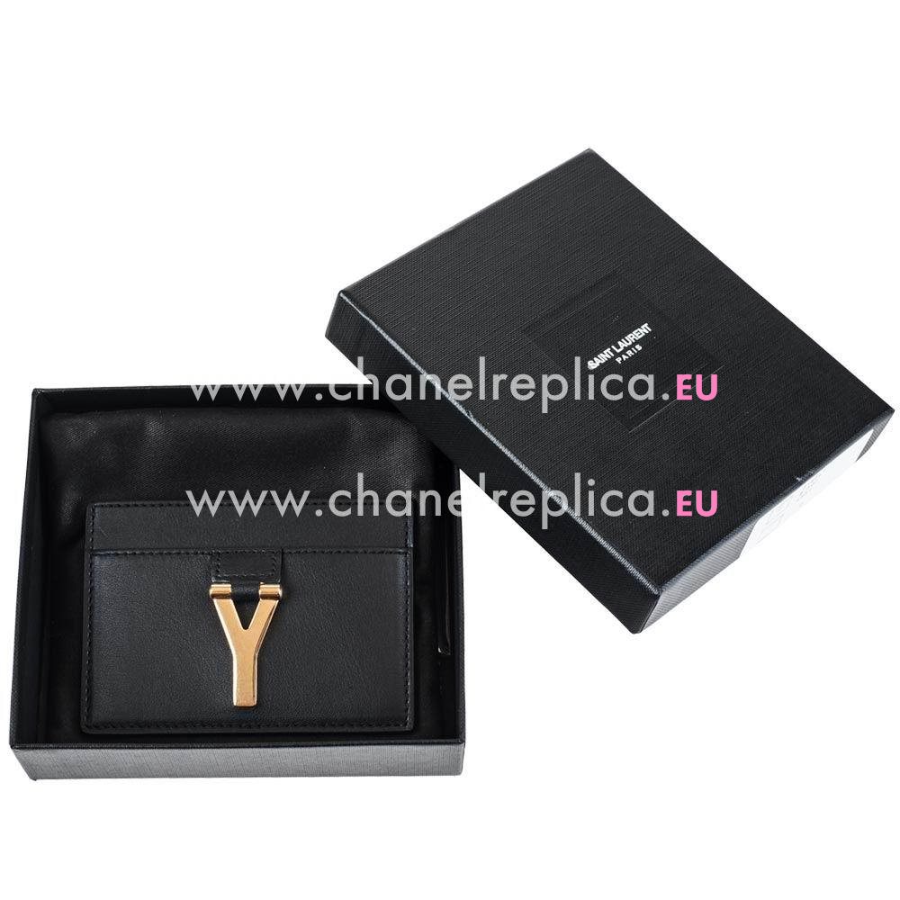 YSL Saint Laurent Paris Caviar Calfskin Y Cardcase In Black YSL5145578