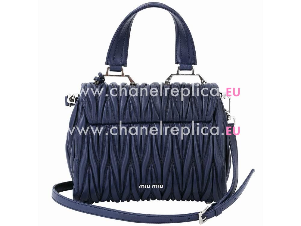 Miu Miu Large Matelasse Lux Nappa Bag Blue MI54768