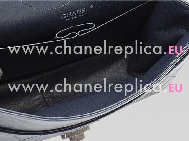 Chanel Calfskin Jumbo Size Bag Dark Blue(AantiQue Silver) A438196
